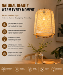 Luminaire suspendu hawaïen exquis et vibrant en bambou tressé <span class=keywords><strong>à</strong></span> la main avec abat-jour en diamant pour l'éclat de l'îlot de cuisine - Product Image 3