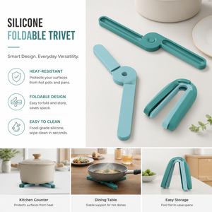 Accessoires <span class=keywords><strong>de</strong></span> cuisine antidérapants résistants à la chaleur vert/<span class=keywords><strong>rouge</strong></span>, <span class=keywords><strong>dessous</strong></span> <span class=keywords><strong>de</strong></span> <span class=keywords><strong>plat</strong></span> portables rotatifs en silicone pliables en croix LVYIN LY014 - Product Image 1