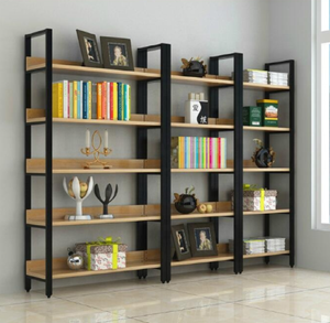 YQ JENMW Minimalist Style Simple <strong>Bookcase</strong> <strong>Solid</strong> <strong>Wood</strong> and Metal Modern <strong>Bookcase</strong> Bookshelf <strong>Bookcase</strong> - Product Image 4