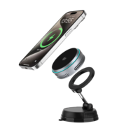 Nouvel Arrivage OEM 2025 – Support de Téléphone Magnétique pour Voiture avec Refroidissement Semi-conducteur, Chargeur de Voiture Sans Fil .2, Lumière RGB, Type-C 15W