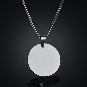 Fabbrica personalizzato inciso in acciaio inox DIY etichette rotonde alla moda nero rotondo collana con catena a maglie per gli uomini e le donne - Product Image 2