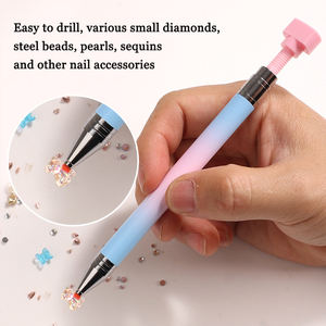 Stylo à <span class=keywords><strong>cire</strong></span> de luxe Macaron dégradé diamant, rechargeable, pointe rotative, outils professionnels pour le nail art et les strass, métal serti - Product Image 6