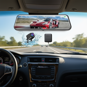 Cámara para Auto con Espejo Retrovisor de 9.66 Pulgadas, 4K UHD, Doble Lente, Impermeable, Visión Nocturna, Pantalla Táctil, Gran Angular de 150 Grados - Product Image 2