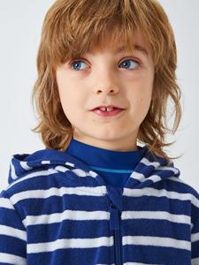 Customisable <strong>Kids</strong> Bathroom Outfit <strong>Personalised</strong> Organic Cotton Zip-Up Hooded Beach <strong>Towel</strong> with Striped Home Pattern Woven Technics - Product Image 5