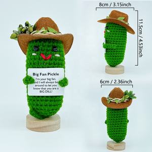 Lindo Sombrero de Vaquero de Ganchillo de Lana Animal Hecho a Mano, Pepino Emocional, Pepino Divertido, Pepino Motivacional, Regalos para Amigos, Festivo - Product Image 1
