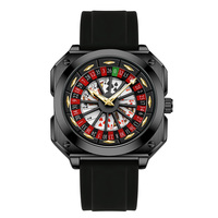 Roulette roue jeu cadran rotatif Poker carré bracelet en Silicone montre Unique créatif accrocheur Cool hommes montre