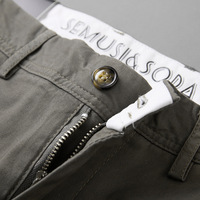 Pantalon d'Été Homme Taille Moyenne Style Costume Chino Pantalon Mince de Travail Bureau Cérémonie Habillé Affaires Social Extensible