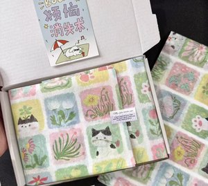 17g tissue <b>paper</b> packaging Spring oil painting cartoon <b>cat</b> pattern accessory <b>wrapping</b> <b>paper</b> customizable logo size - Product Image 1