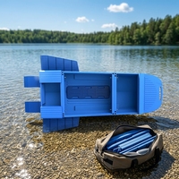 Bateau modulaire pliable en PE pour l'inspection des bassins et le sauvetage en eaux vives, transportable sur toit de voiture, anti-rayures, faible résistance au vent