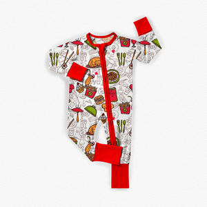 Combinaisons pour bébés imprimées personnalisées avec des motifs d'animaux et de fleurs, pyjamas pour enfants en bas âge, vêtements de nuit en bambou avec fermeture éclair - Product Image 1