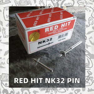 Clous en acier pour béton NK32 rouge à succès avec tige lisse et rondelle métallique - Product Image 3