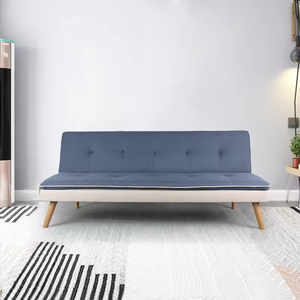 Durable Solid Wood Leg Convertible <b>Sofa</b> Bed Brown Blue Multi Functional <b>Folding</b> Couch for Apartment and Dorm Use - Product Image 6