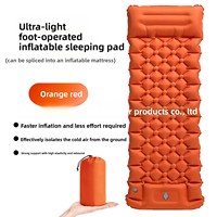 Matelas de camping gonflable portable avec pompe à pied, matelas de couchage en TPU à poches d'air diamantées pour la randonnée et le trekking