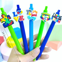 Nouvelle édition – Série de stylos multicolores à thème sensibilisation à l'autisme, avec patch en PVC souple, stylo créatif pour promotion