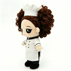 Customized Curly Hair Chef Girl Plush Doll, Cute Female Chef Stuffed Toy with White Uniform & <b>Apron</b>, Anime-Style Chef Ch - Product Image 4