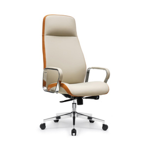 Chaise de bureau de direction moderne de luxe en cuir véritable, dossier haut, pivotante, pour conférence, modèle très vendu - Product Image 3