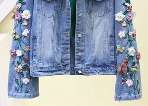 Tùy Chỉnh Thiết Kế Thời Trang 2-12 Năm Sequin Các Bản Vá Lỗi Thêu Denim Jacket Quần Áo Hoa Trẻ Em Denim Áo Khoác Sản Xuất Tại Trung Quốc - Product Image 4