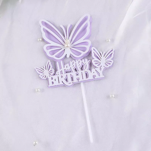 Decoración de Pastel de mariposas, adorno de pastel de cumpleaños, de cuatro colores, perla, mariposa - Product Image 5