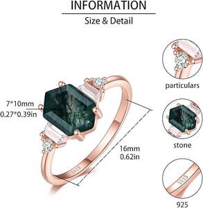 925 кольцо из натурального мха и агата - Product Image 2