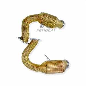 Downpipe ad Alto Flusso per <span class=keywords><strong>Porsche</strong></span> Macan <span class=keywords><strong>Turbo</strong></span> <span class=keywords><strong>S</strong></span> 3.0T 3.6T 2014-2018, Tubi di Scarico con Convertitore Catalitico e Isolamento in Oro - Product Image 4