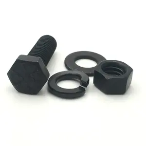 黑色10.8级六角头螺栓c/w螺母和2个垫圈重型六角螺栓和螺母