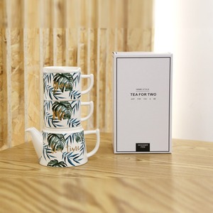 Pot en céramique Mère et Enfant, service à thé européen deux tasses et un pot, théière à fleurs avec filtre, ensemble de thé de l'après-midi empilable - Product Image 4