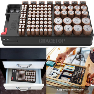 เครื่องทดสอบแบตเตอรี่ดิจิตอลพร้อมกล่องเก็บของ 98 ช่องสำหรับแบตเตอรี่ AA การตรวจจับแรงดันไฟฟ้า 0-20V - Product Image 2