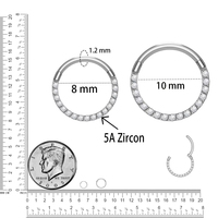 Ensemble de boucles d'oreilles en titane avec pierres de zircon 5A, 16G/18G ASTM F136, doré, unisexe, style Hip Hop, pour piercing de nez, septum, tragus, hélix et autres piercings corporels