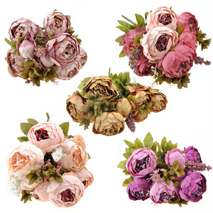 Pivoine Artificielle Vintage Européenne, 13 Têtes, Fleurs de Soie, Bouquets de Pivoines pour Mariage et Décoration Intérieure - Product Image 1