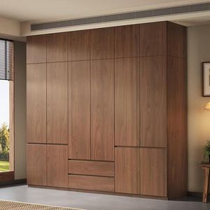 Armadio in legno di noce, moderno armadio minimalista Multi-porta con cassetti, mobili per <span class=keywords><strong>camera</strong></span> da <span class=keywords><strong>letto</strong></span> di grande capacità per la casa - Product Image 1