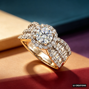 Bague de mariage romantique en or massif 10K/14K/18K personnalisée avec diamant de laboratoire 1 carat, qualité VVS-VS, taille brillant, certifiée IGI, style halo - Product Image 6