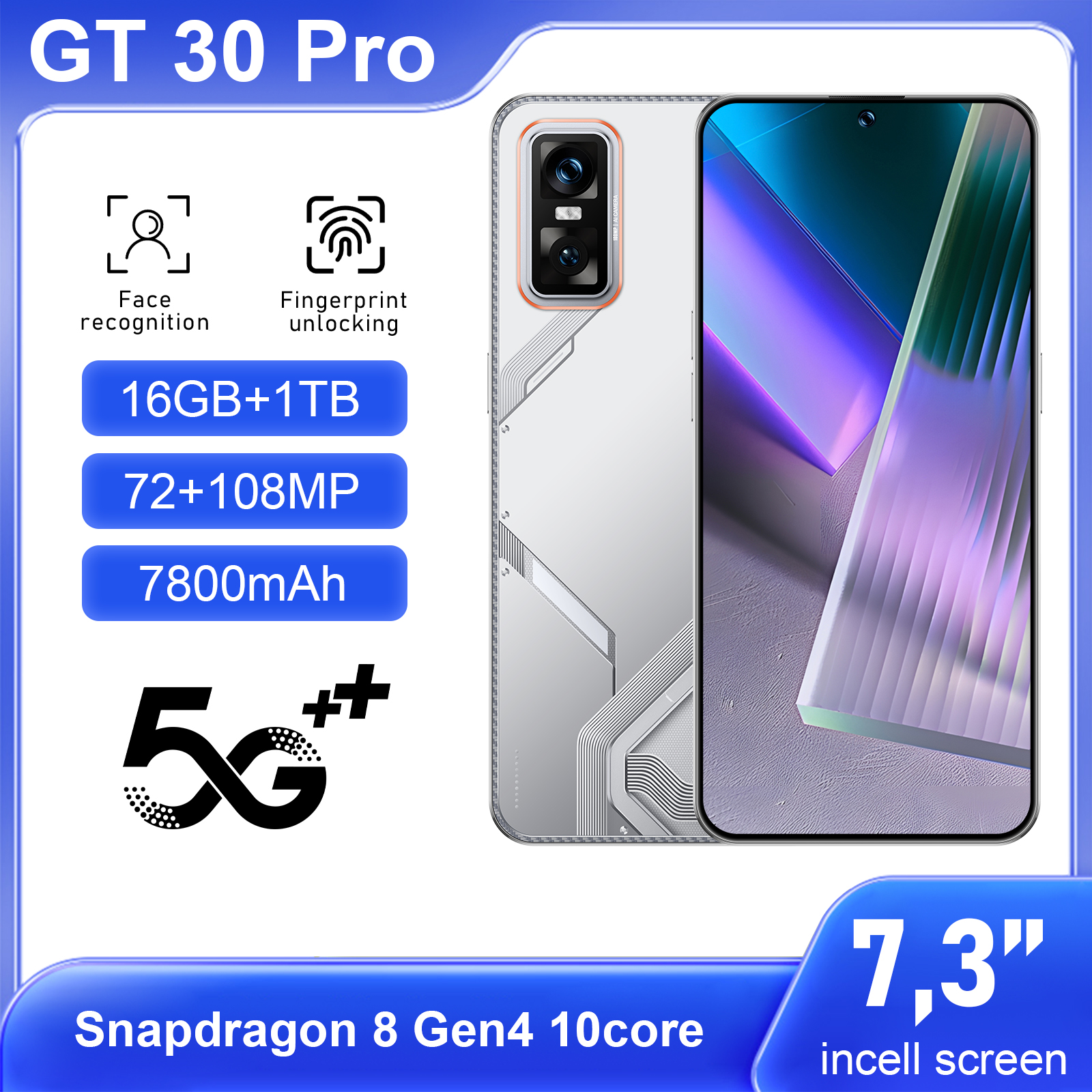 2025 Original Phones GT30 Pro Smartphones 5G Dual SIM Cellphone