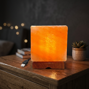 Lampe en sel rose de l'Himalaya 100% pur, de haute qualité, forme géométrique, mini lampe USB, technique de sculpture à la main, respectueuse de l'environnement, Feng Shui - Product Image 1
