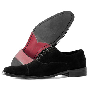 Chaussures habillées pour hommes en daim synthétique noir à bout pointu, lacées, avec semelle en caoutchouc, pour le bureau et les occasions professionnelles - Product Image 5