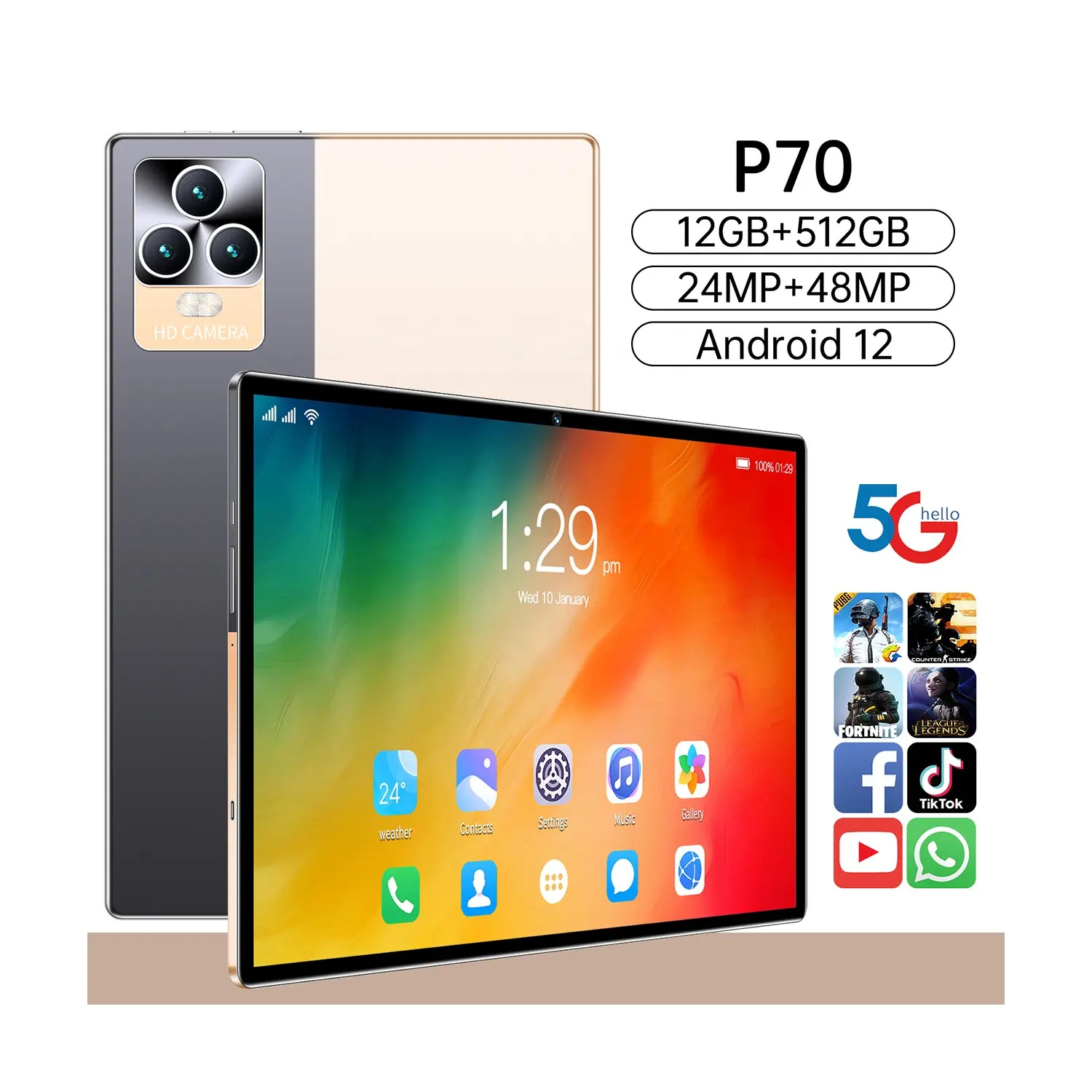 Haute qualité 10.1 pouces P70 enfant tablette sexy vidéo 3g tablette pc 12GB + 512GB chine tablettes