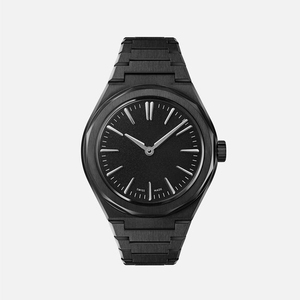 Montre OEM sur mesure, mouvement Miyota 9039 à remontage manuel, boîtier en acier noir ultra-fin de 39 mm (7 mm), finition entièrement noire mate PVD/DLC. - Product Image 1