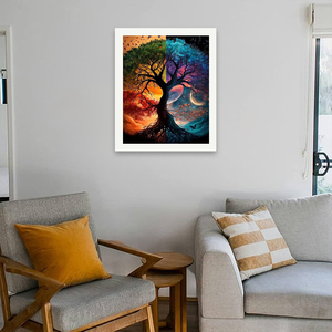 Kit Pittura con Numeri Fantasy Art per Adulti - Fai da Te, Tela Ecologica, Albero Giorno e Notte, 16x20 Pollici, Senza Cornice, Regali d'<span class=keywords><strong>Arte</strong></span> Surreale - Product Image 4