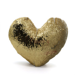 Sublimation Printable Reversible Gold Magic Sequin Knitted Eco-Friendly 100% Polyester Waterproof Modern <strong>Square</strong> Heart <strong>Pillow</strong> - Product Image 2