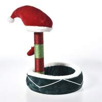 Poteau à gratter pour chat de Noël festif avec lit douillet et confortable, arbre à chat en sisal, tour d'escalade pour chats d'intérieur