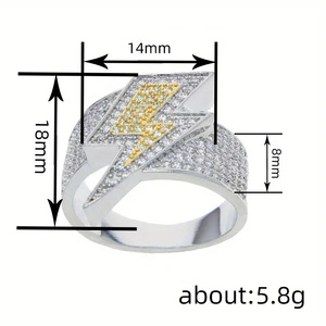 Anello Punk con Zirconi a Forma di Fulmine per Donne, Gioiello da Dito alla Moda per lo Street Style - Product Image 4