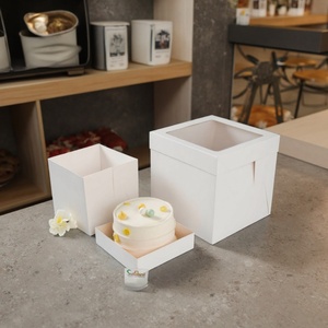 Sunshine Customized Paper Cake Box with Handles, Folding Cake Carrier Box With Pet Window Bakery <b>Boxes</b> - Product Image 3