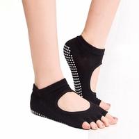 Chaussettes de yoga pour femmes à dos ouvert avec séparateur d'orteils et grip, chaussettes de Pilates antidérapantes à 5 orteils avec grip, chaussettes d'exercice respirantes