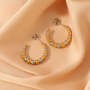 ต่างหูห่วงสแตนเลสแบบห่วงเครื่องประดับแฟชั่นสำหรับผู้หญิงต่างหูเข็มสามสีแบบห่วงไม่ก่อให้เกิดอาการแพ้ - Product Image 6