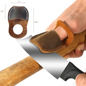 Cowhide Half-Finger Anti-Slip Thumb Protector Genuine Leather Gloves for Woodworking Carving Craftsman - Product Image 2