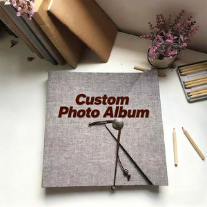 Small MOQ Factory Vintage <strong>Linen</strong> Cover DIY Handmade Autograph <strong>Album</strong> Self Adhesive <strong>Photo</strong> <strong>Album</strong> With 20 Sheets for Scrapbooking - Product Image 1