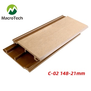 Revêtement mural extérieur en <span class=keywords><strong>bois</strong></span> composite WPC texturé teck, anti-UV, imperméable, ignifuge et écologique - Product Image 2