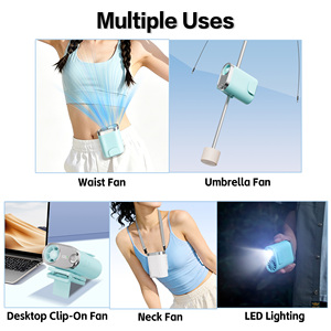 Hands Free Umbrella Fan 3000mAh 40000RPM 100 Speed Levels 316g Clip on Portable Wearable <b>Neck</b> with LED Display for Travel - Product Image 4