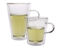 Vente en gros de tasses à café en verre borosilicate à double paroi de 250 ml/350 ml, ensemble de tasses à thé au design moderne avec poignée