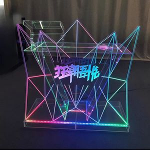 Bàn DJ acrylic trong suốt có thể tùy chỉnh, bàn giảng dạy hiện đại phát sáng <span class=keywords><strong>LED</strong></span> với quầy bar, dùng cho trường học hoặc khách sạn - Product Image 3