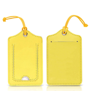 Étiquettes de bagages en cuir PU vierge personnalisées, étiquette d'identification de nom, étiquette de valise avec cornet élastique pour sac de voyage - Product Image 1